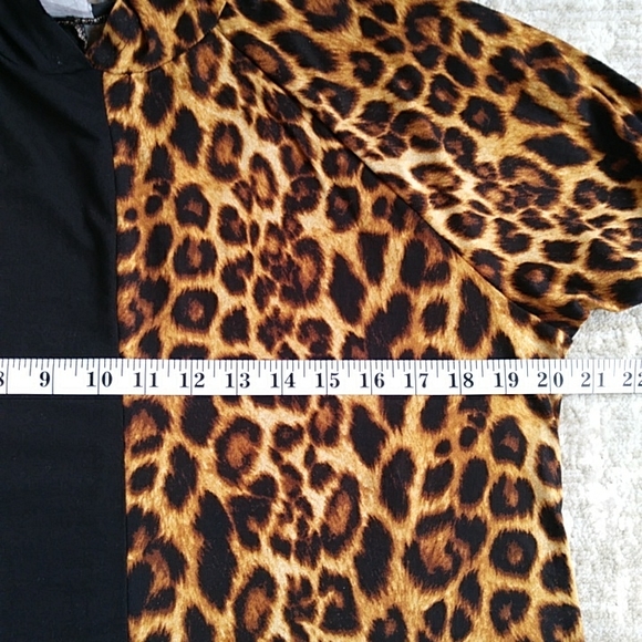NWOT Arabella Color Block Leopard Print Hooded Dress 1X Black Brown - Picture 14 of 16